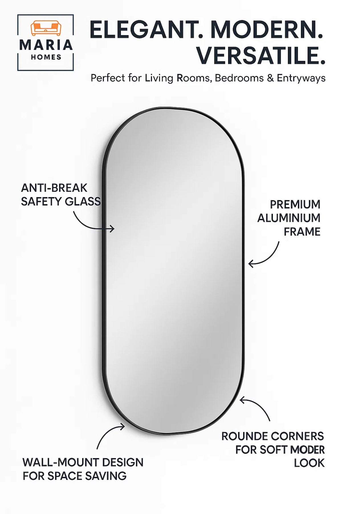 Oval Wall Mirror Modern Decorative Bathroom Mirror Bedroom Vanity Mirror Home D≈Ωcor 140x70