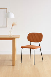 Brown Fabric Dining Chair Ð Modern Minimalist Chair with Black Metal Legs for Dining Room & Office