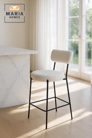 Boucle Counter Bar Stool with Metal Frame, Upholstered Round Seat for Modern Kitchen Island