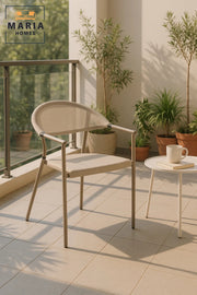 Modern Light Beige Armchair Comfortable Mesh Seat Elegant Metal Frame Dining and Office Chair