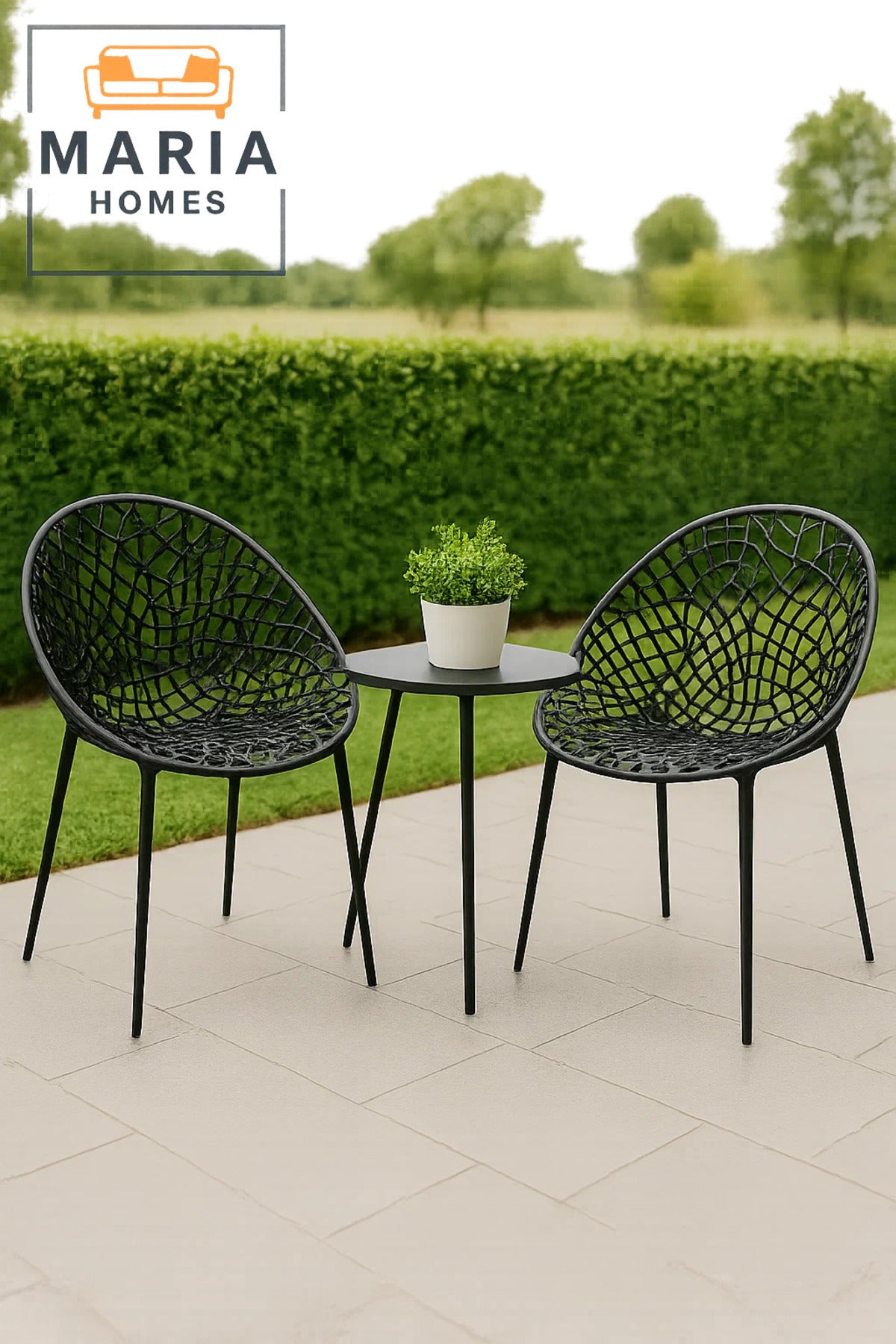 Modern Black Net Style Plastic Chair Ð Lightweight Outdoor & Indoor Seating
