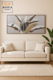 Metallic Leaf Wall Art Ð Modern Luxury Textured Decor for Living Room, Bedroom & Office-140*70CM