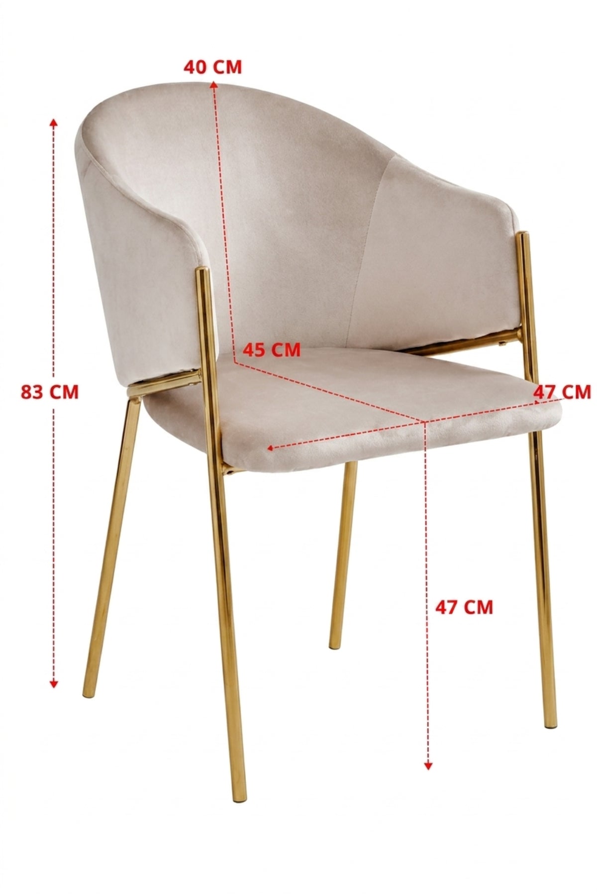 Cream Velvet Dining Chair with Gold Metal Legs √ê Modern Upholstered Accent Chair for Dining Room, Living Room, Bedroom & Lounge