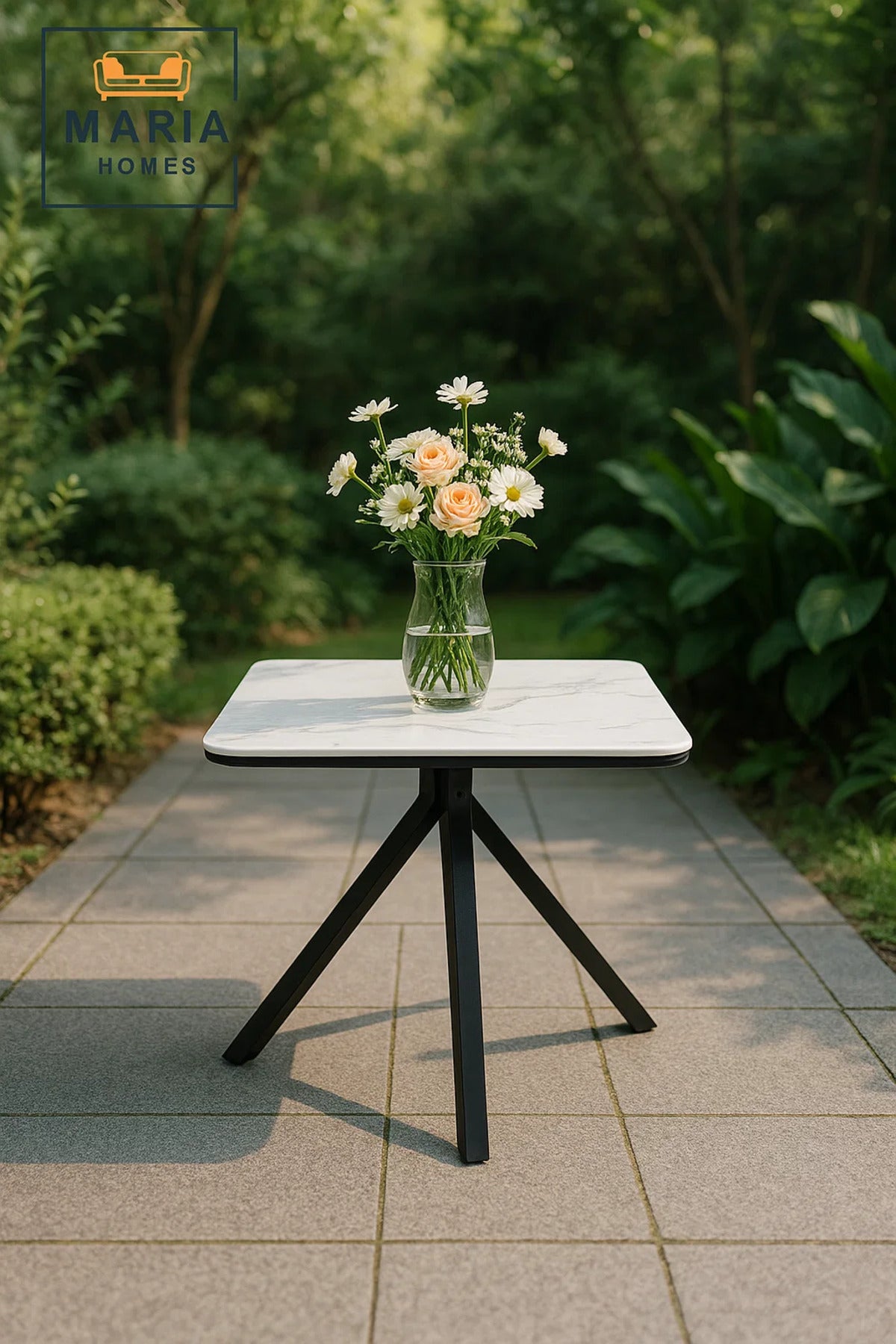 White Marble Dining Table Modern Caf≈Ω Restaurant, Office & Home Metal Furniture 60_60_60 cm