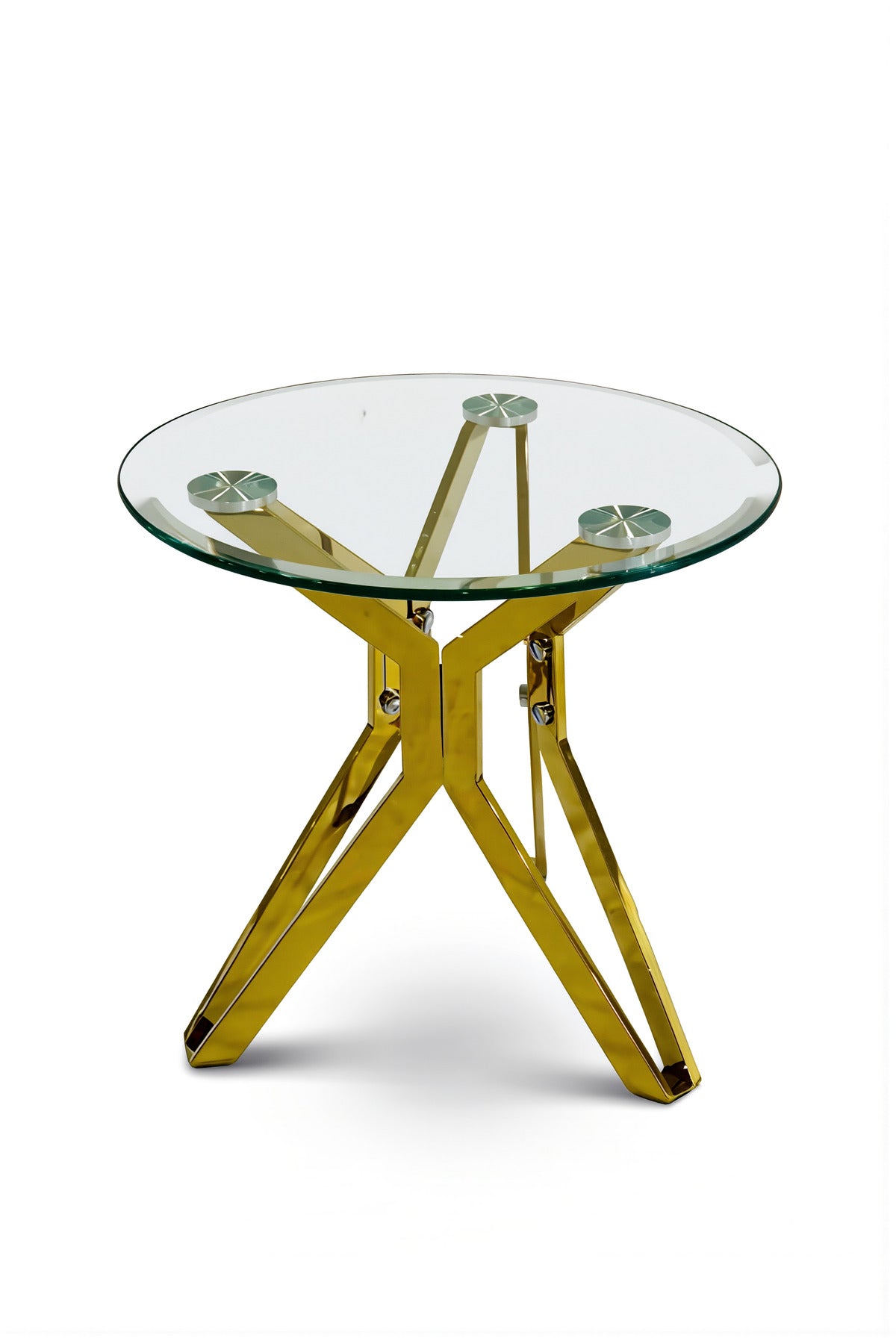 Luxury Gold Metal Round Side Table Tempered Glass Top Modern Coffee Table Living Room Decor