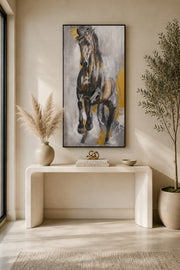 Golden Horse Wall Art Ð Modern Textured Animal Painting for Living Room, Bedroom & Office - 80*160CM