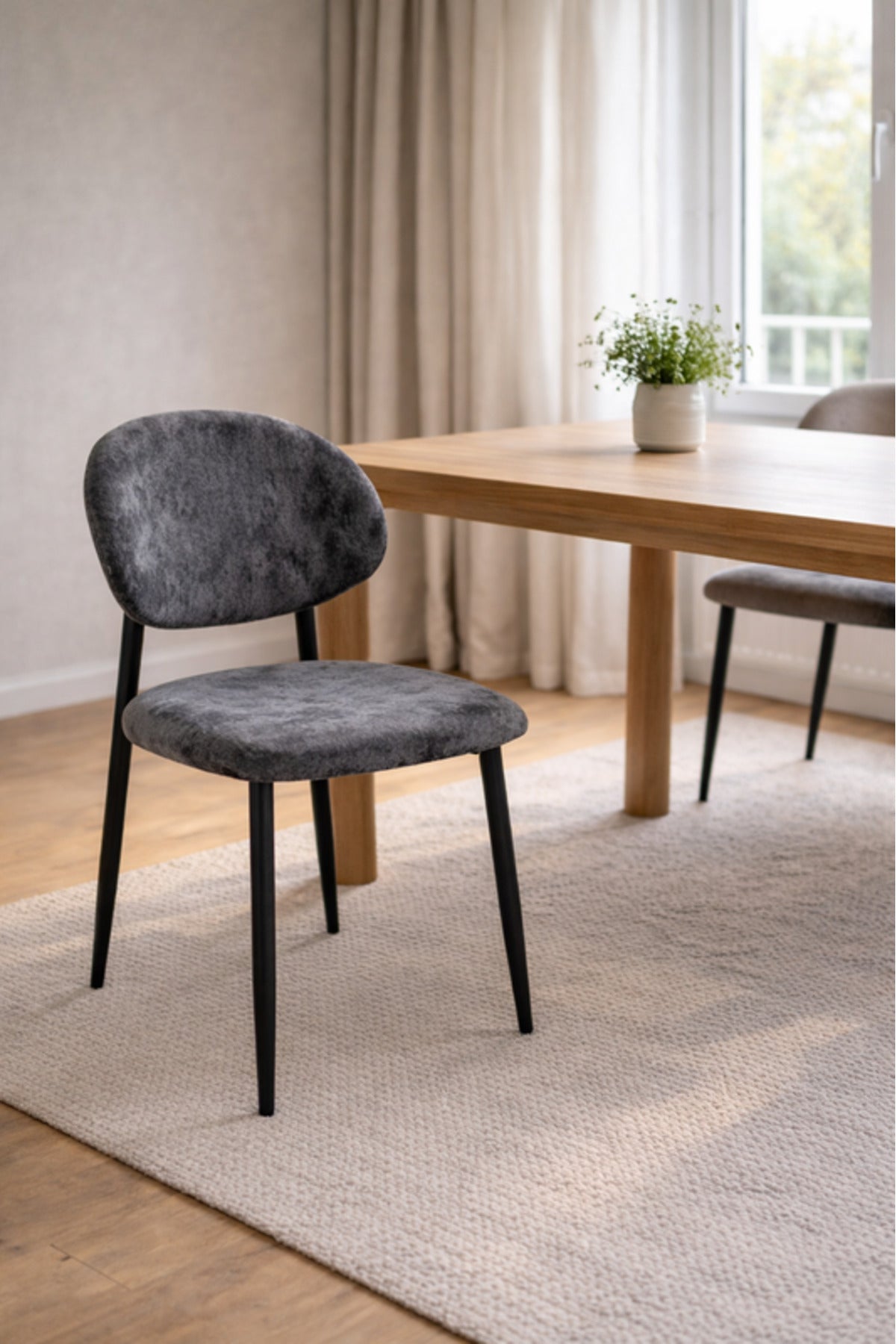 Modern Dark Grey Upholstered Dining Chair with Metal Legs modern dark grey Kitchen