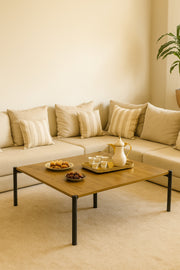 Modern Brown Square Coffee Table with Black Metal Legs Ð Contemporary Center Table 80_80_30 cm