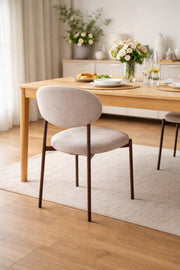 Modern D.Beige Upholstered Dining Chair with Metal Legs Comfortable Accent Chair