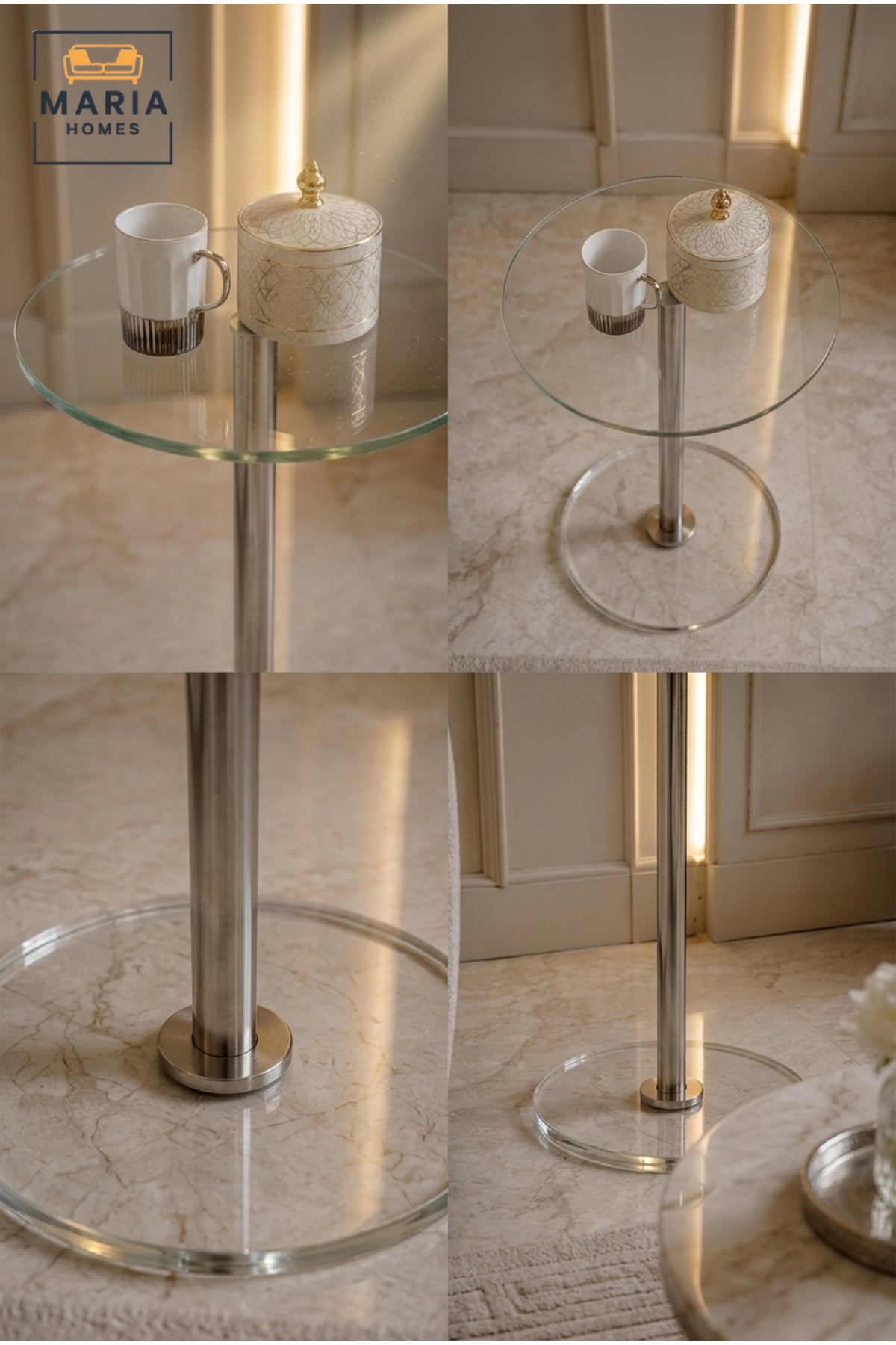 Modern Acrylic Side Table Clear Glass End Table Transparent Accent Table for Living Room