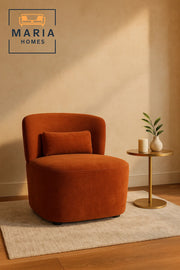 Modern Lounge Chair Ð Soft Orange Fabric Accent Chair with Back Cushion