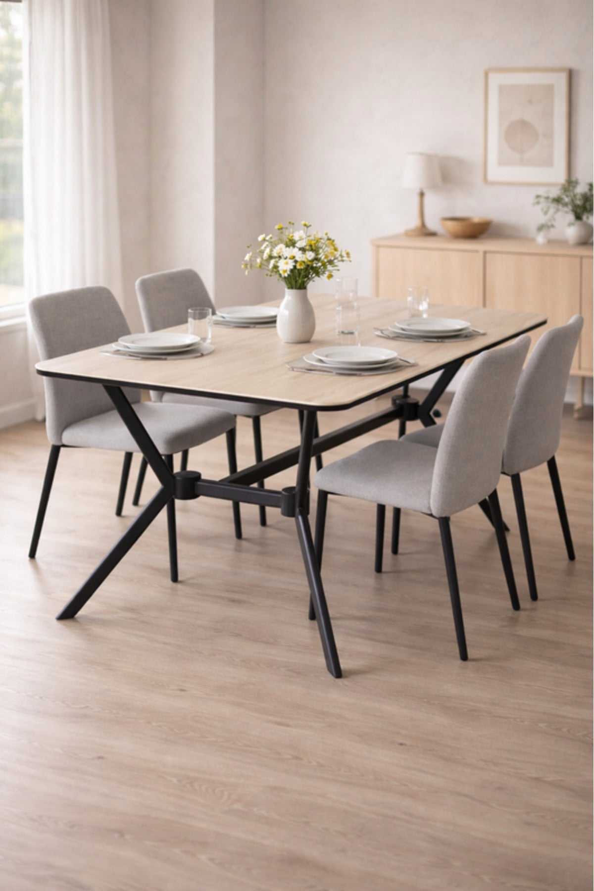 Modern Black and Grey Side Table, 130x80x75 CM modern black Dinner Table