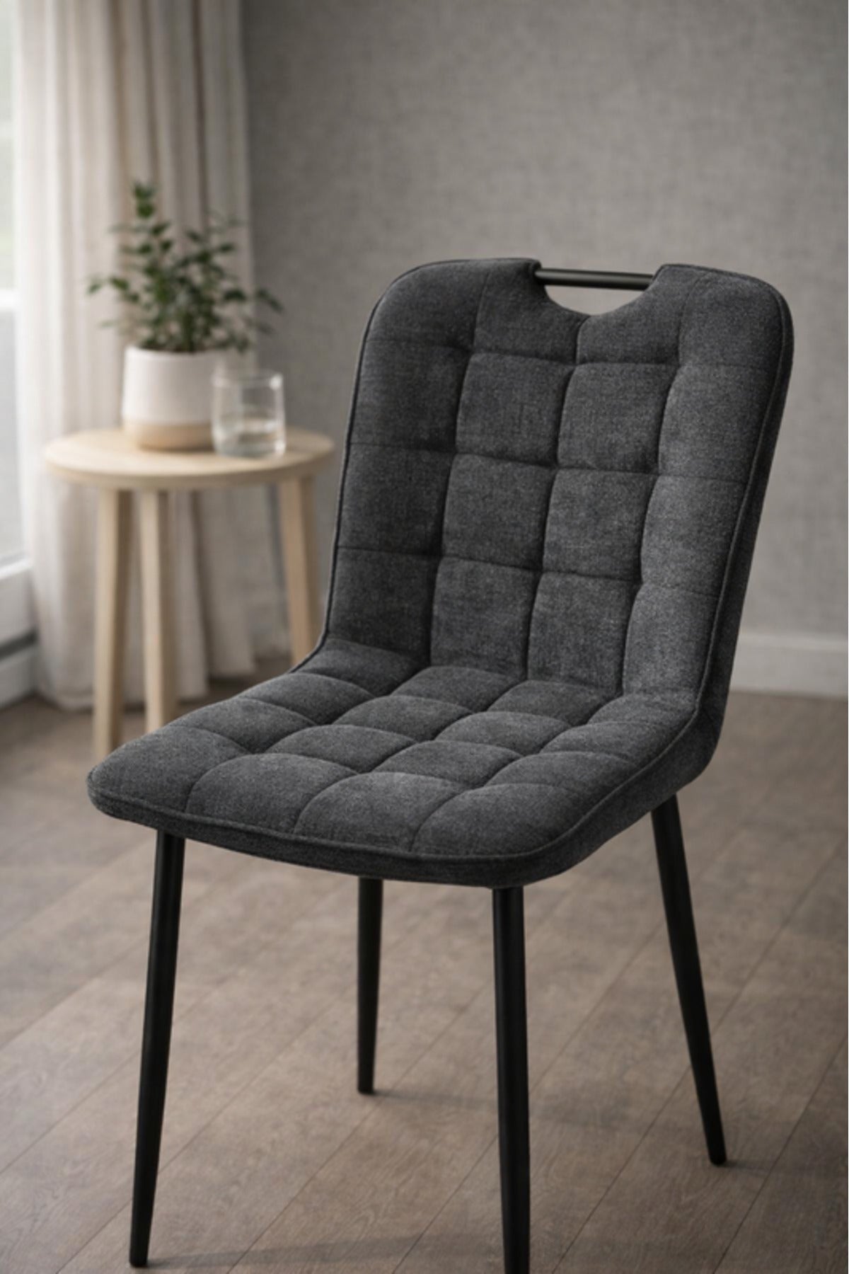 Dark Grey Fabric Dining Chair 84x43x49cm Modern dark grey fabric Kitchen