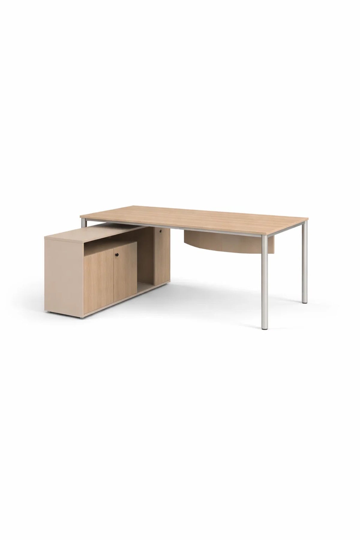Modern Walnut Office Desk with Side Storage Cabinet 180 _ 80 _ 75 cm