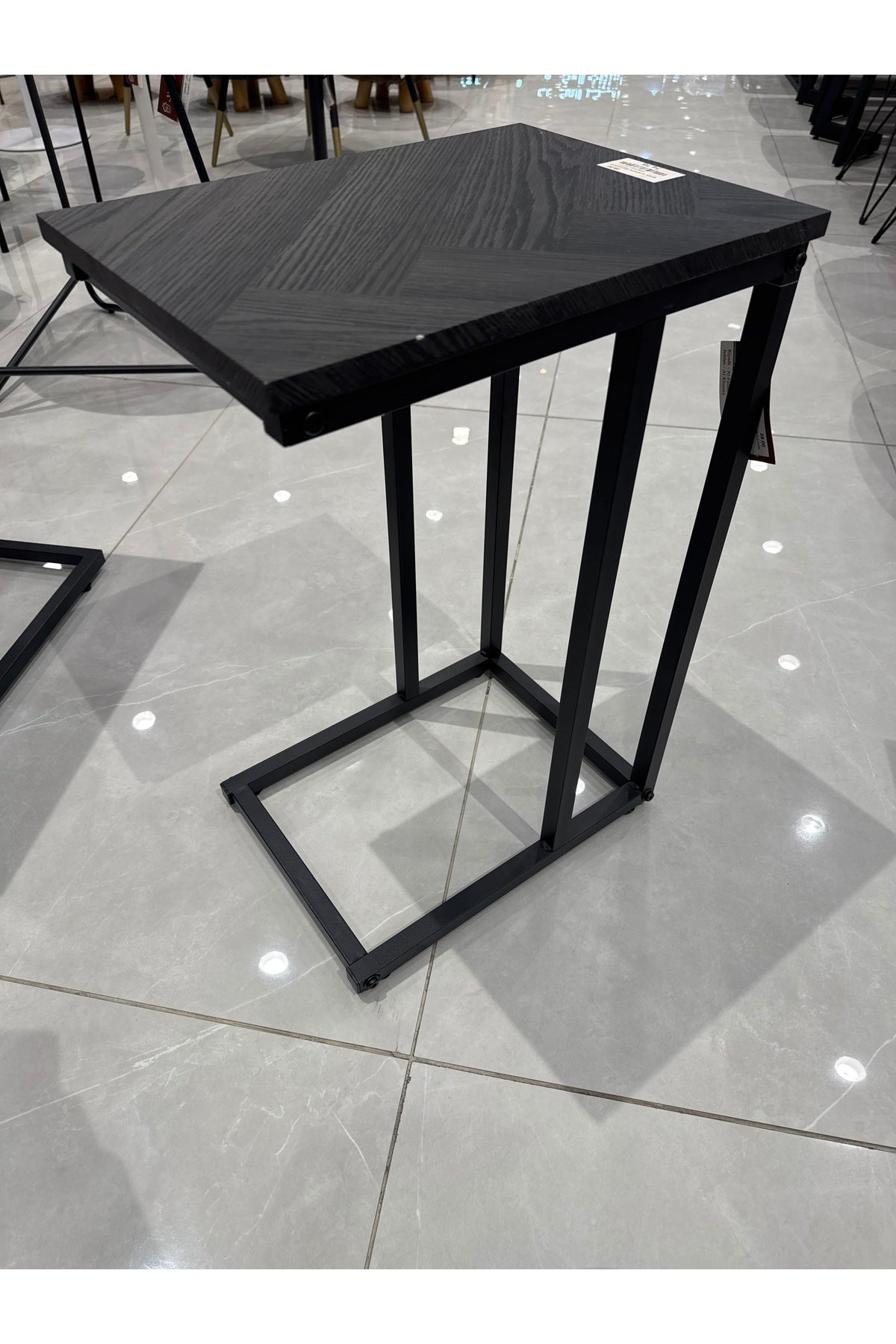 Wooden Oval Console Table with Round Shelf Ð Gold Rim Accent, Black Legs