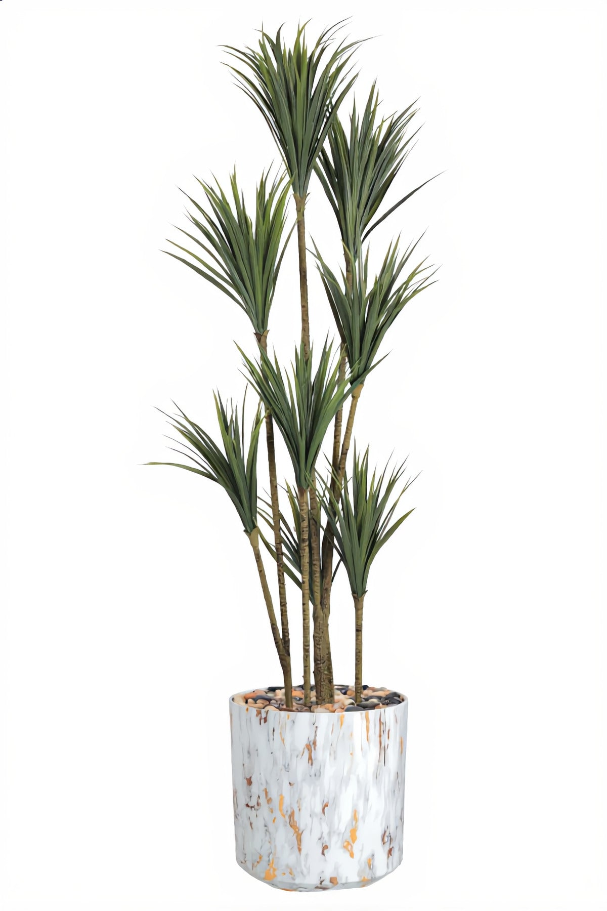 180 cm Artificial Dracaena Tree with Marble Style Decorative Pot – 8 Branch Indoor Plant