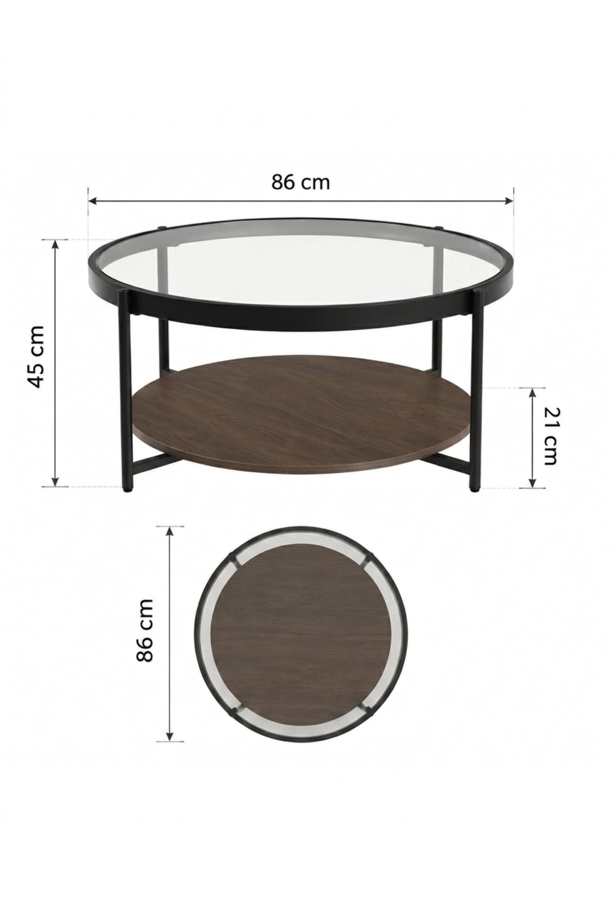 Modern Center Table Set – Glass Top with Metal Base, Living Room Coffee Table