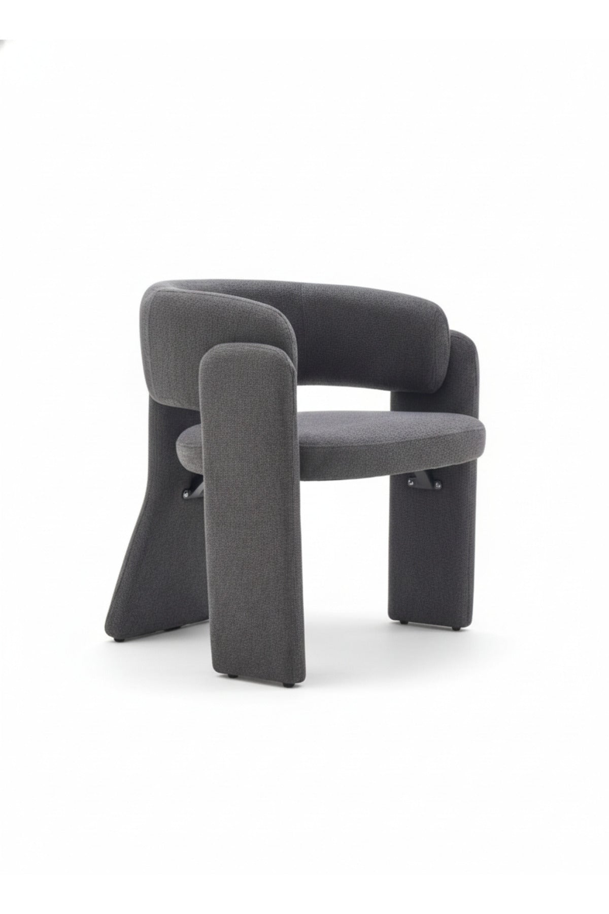 Modern Dark Grey Sculptural Upholstered Accent Chair for Living Room Dining and Home Office Use