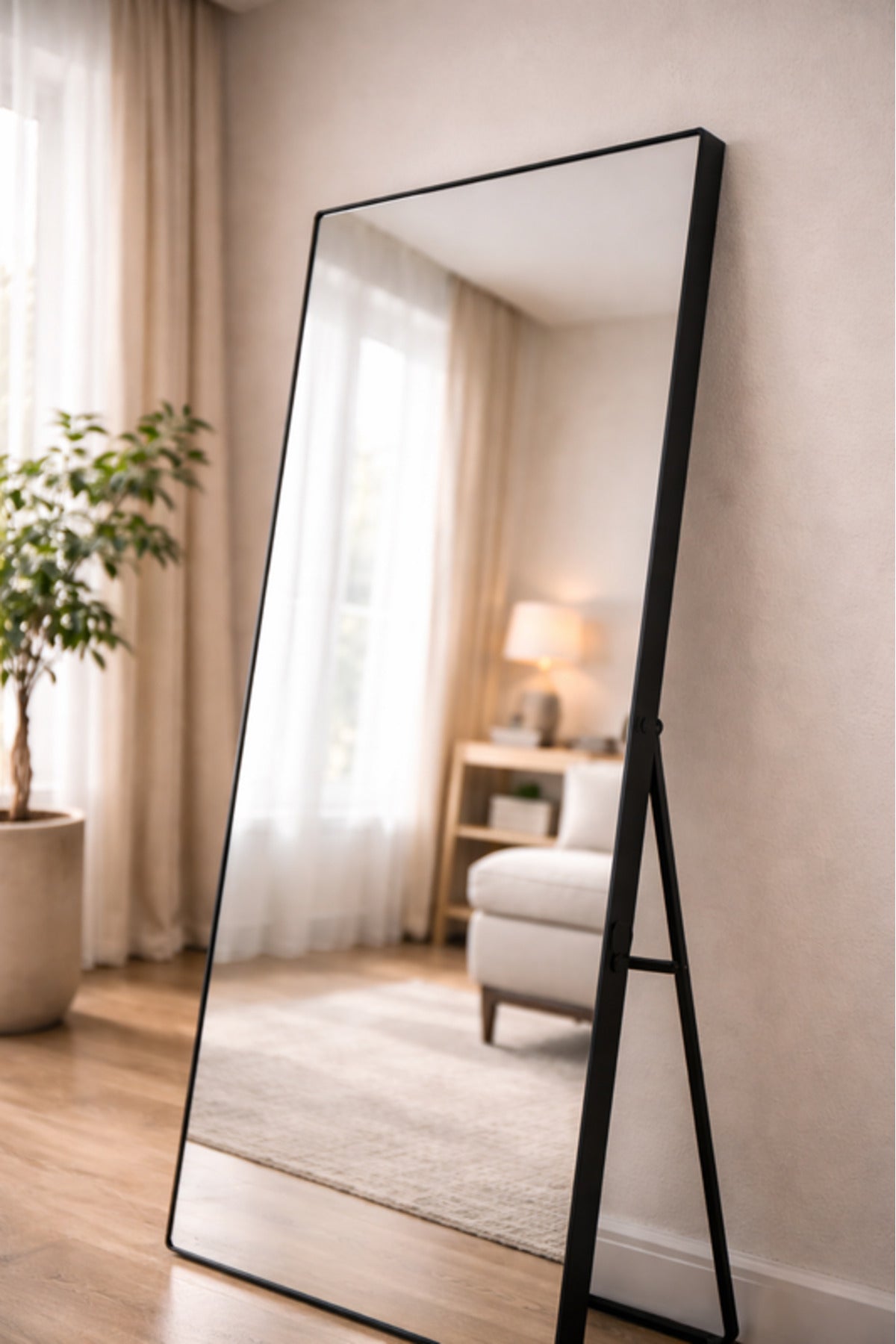Black Full Length Standing Mirror 70x180cm Modern Floor black full length