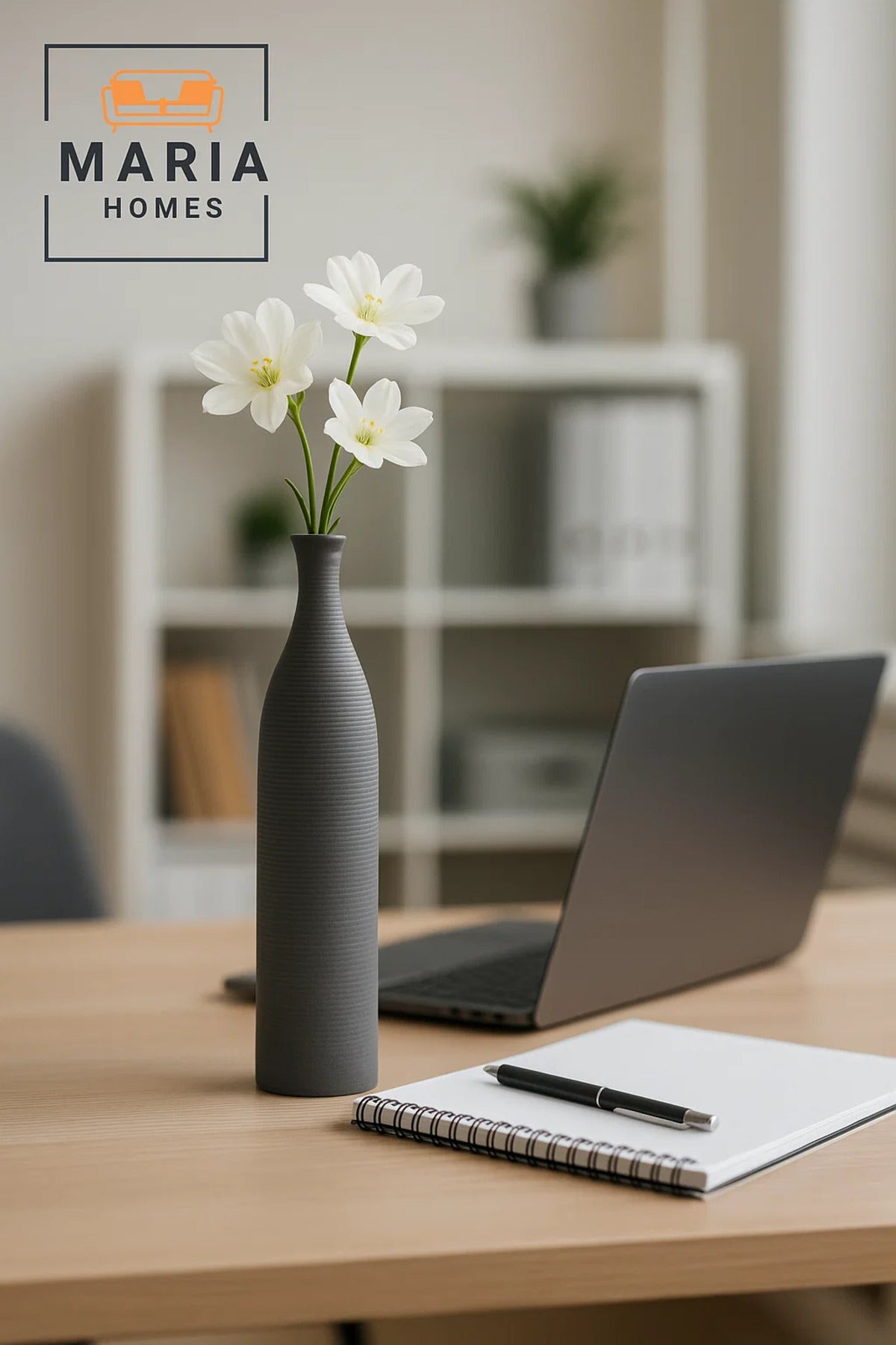 Modern Grey Decorative Vase Ð Tall Ceramic Flower Vase for Home and Office Decor