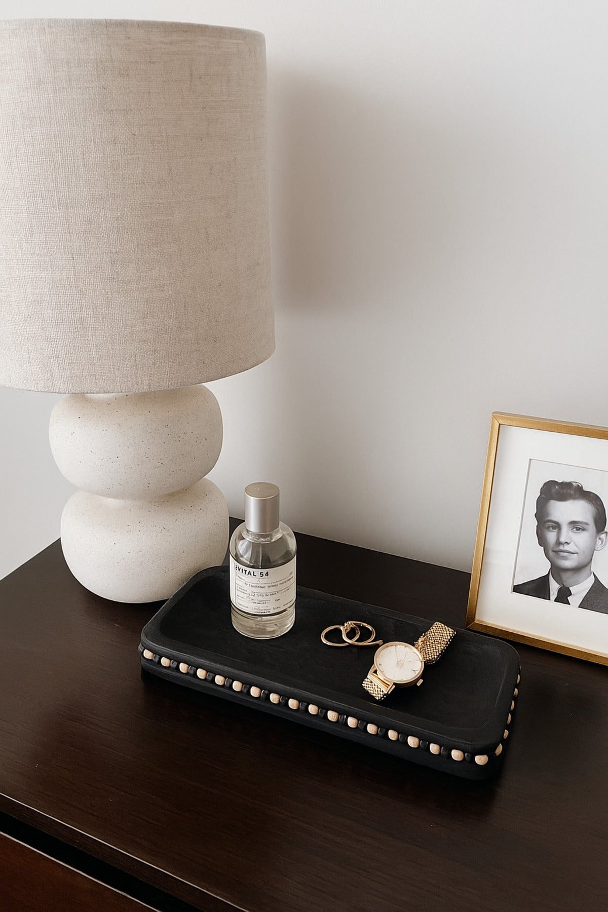 Black Wooden Rectangular Decorative Tray with Stud Detailing Ð Modern Table Accent