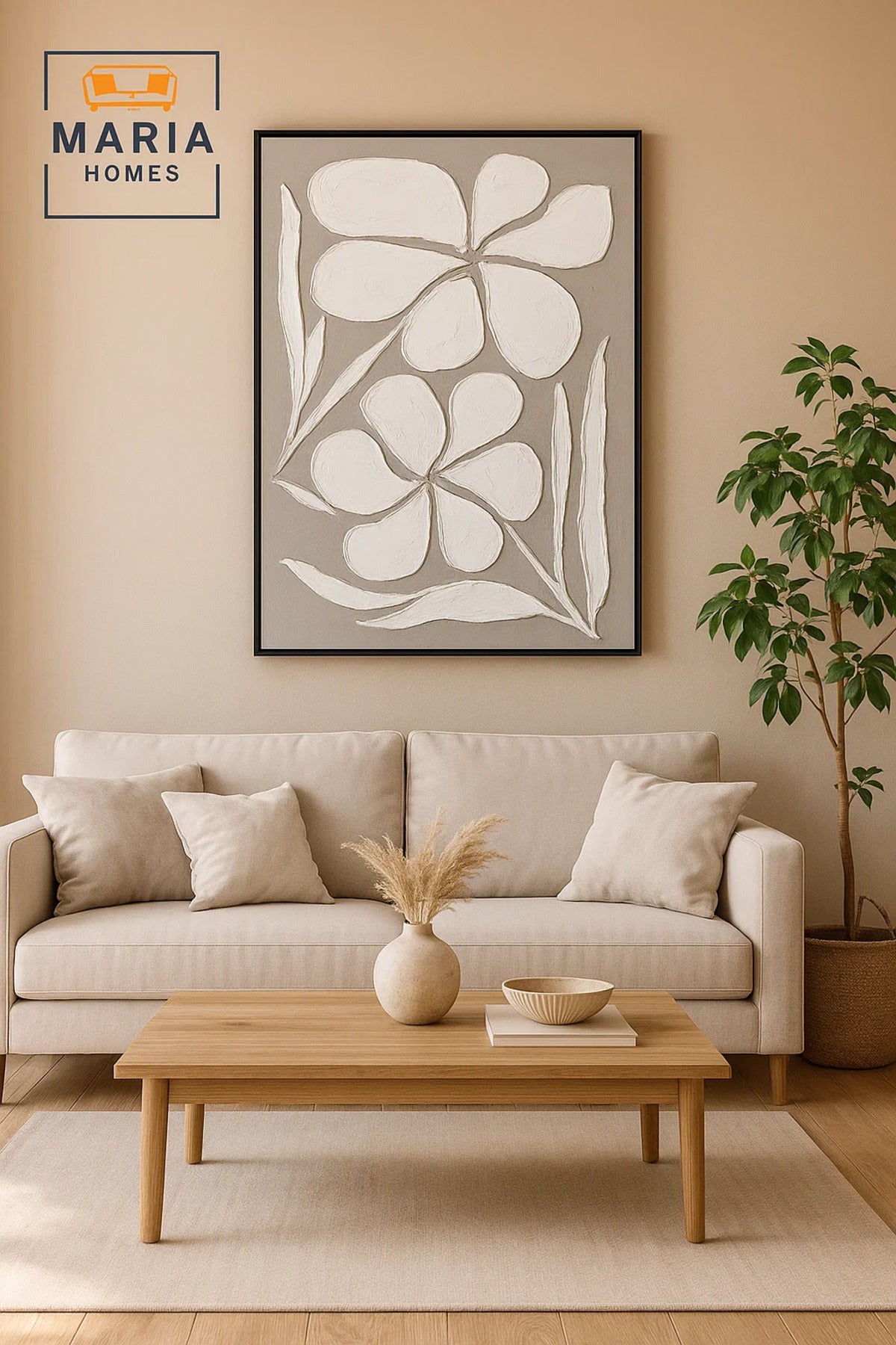 Modern 3D Wall Art Ð White Floral Decorative Panel with Textured Flowers 120_80 cm