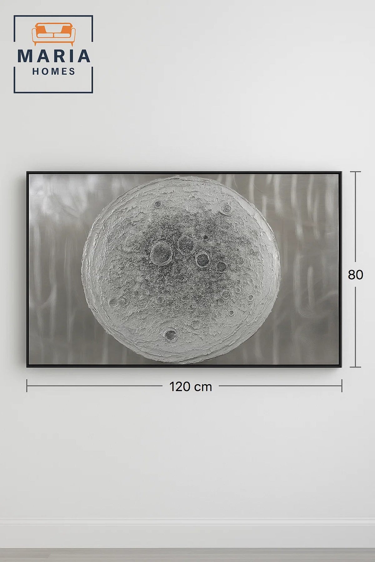 3D Metallic Wall Art Textured Moon Design Abstract Decorative Panel for Modern Homes120*80CM