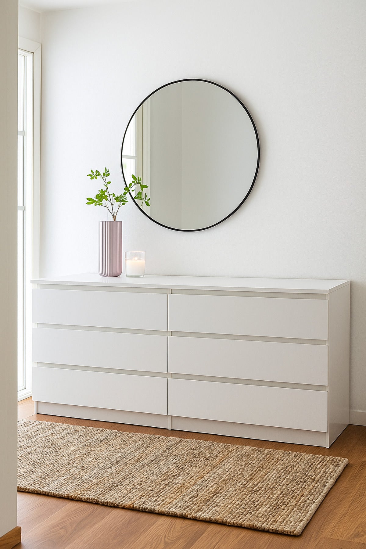 White Wooden Drawer Cabinet 160_48_79 cm Ð Modern 6-Drawer Dresser for Bedroom, Living Room & Office