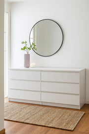 White Wooden Drawer Cabinet 160_48_79 cm Ð Modern 6-Drawer Dresser for Bedroom, Living Room & Office