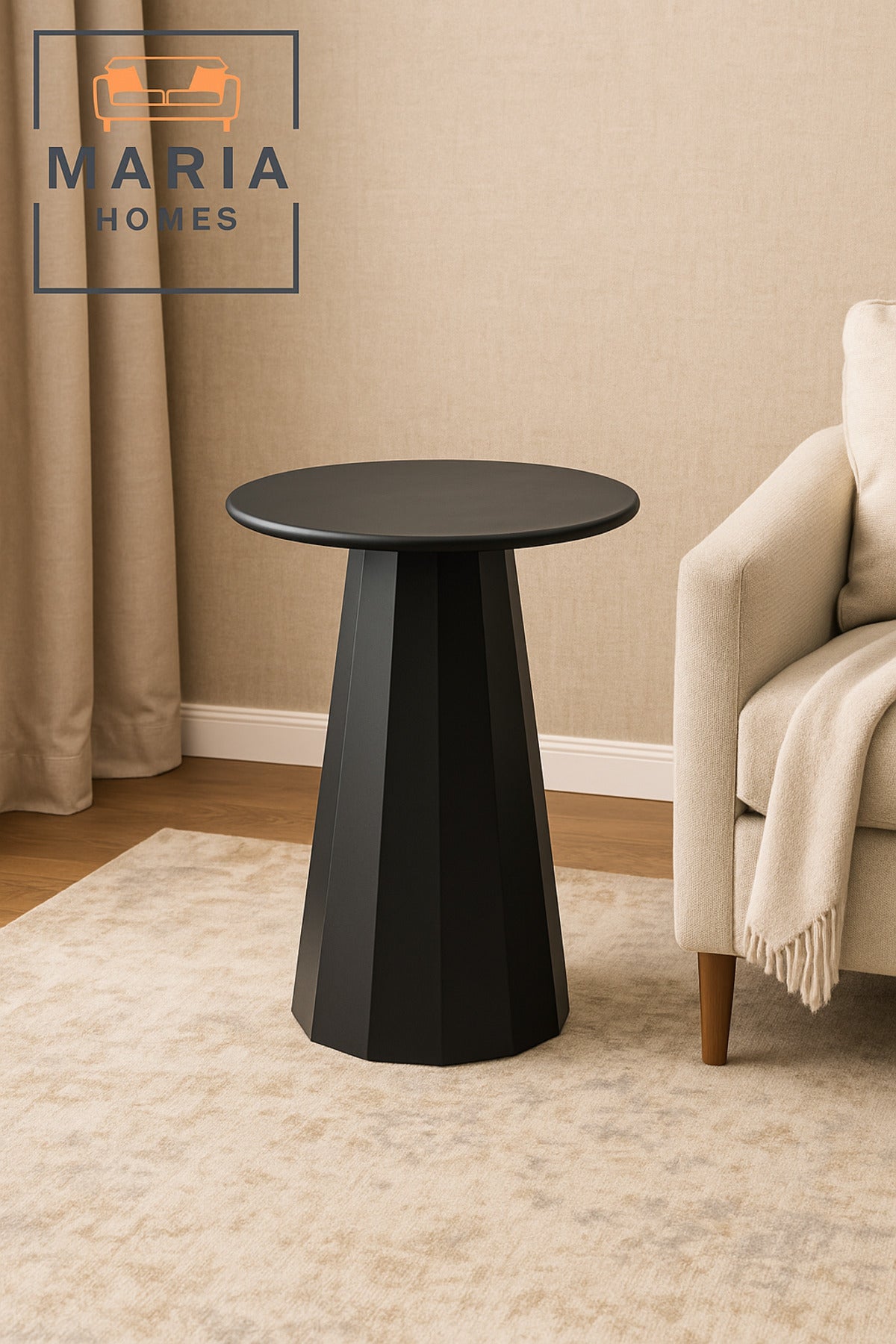 Modern Black Adjustable Metal Side Table | 60Ð75 CM Height | Minimalist Round Design