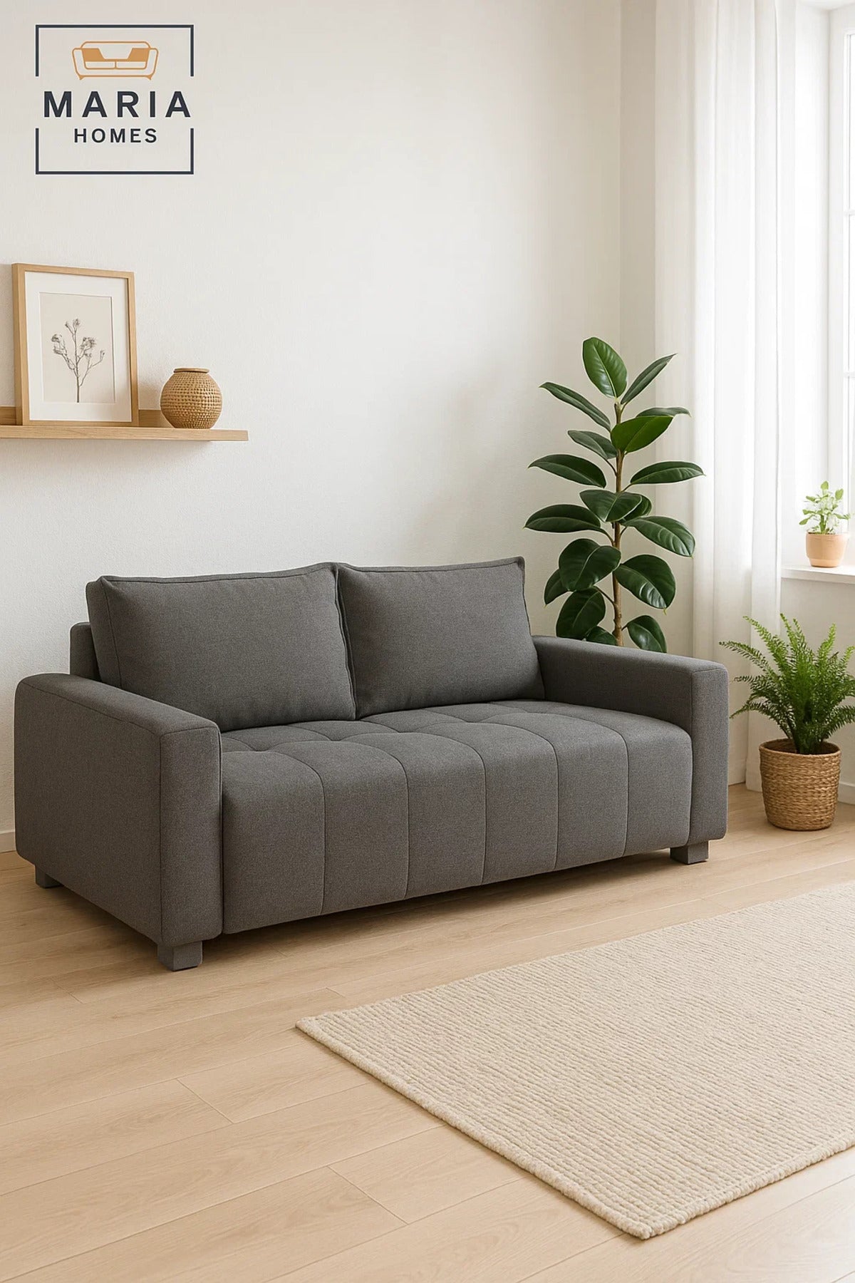 Modern Dark Gray 3 Seater Sofa Ð Comfortable Living Room Couch with Soft Fabric Upholstery