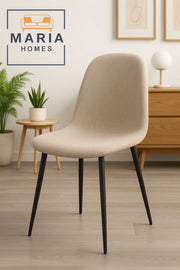 Beige Fabric Dining Chair Ð Modern Upholstered Seat with Black Metal Legs for Home, CafŽ, or Office