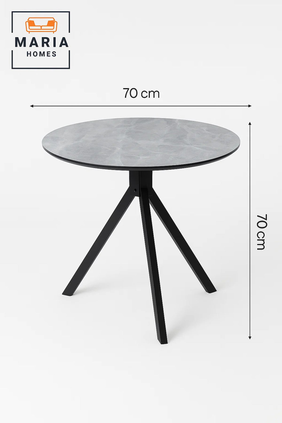 Round Grey Dining Table √ê Modern Caf≈Ω, Restaurant, Office & Home Metal Furniture 70_70 cm
