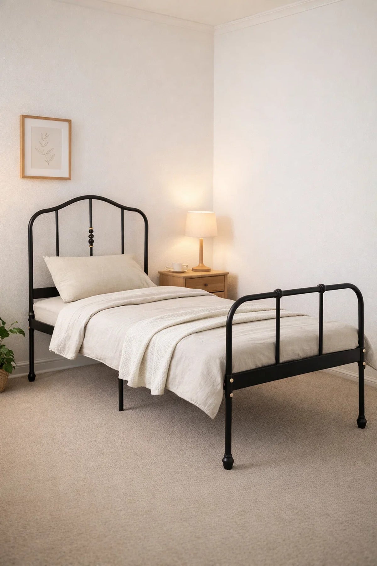 Black Metal Bed Frame - BLACK (90*190 cm)