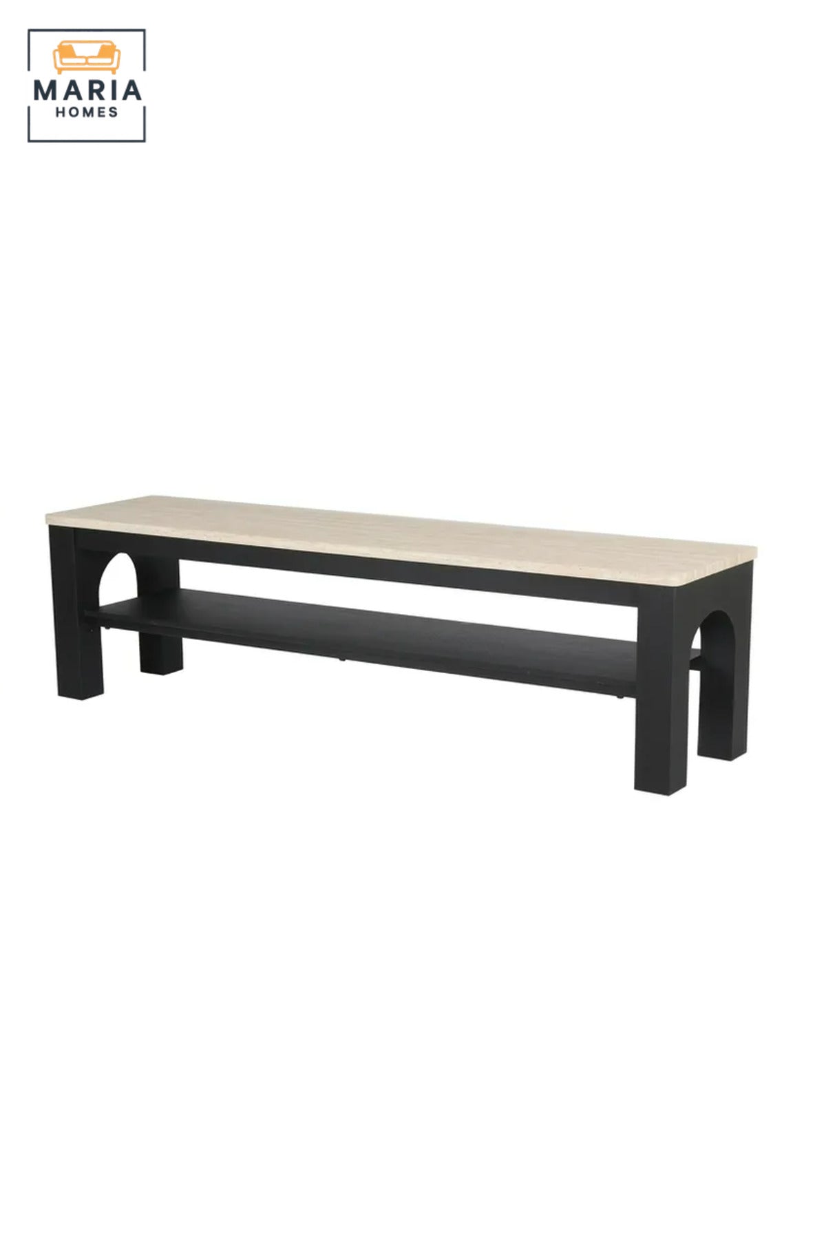 Modern TV Stand with Wooden Top and Open Storage Shelf, Long Entertainment Unit for Living Room, Bedroom, Media Room, Apartment and Lounge