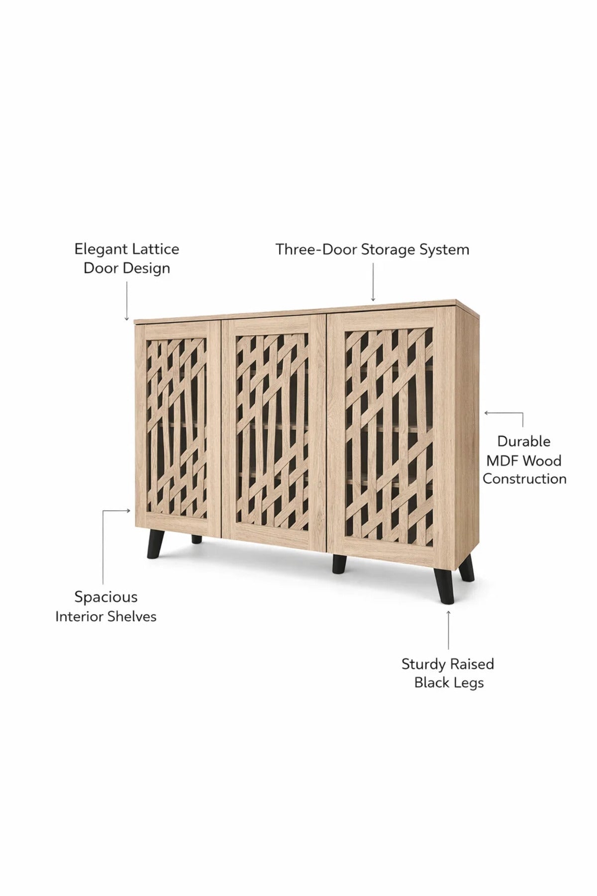 Premium Wooden Shoe Storage Cabinet with Breathable Lattice Doors for Modern Hallway Home Decor
