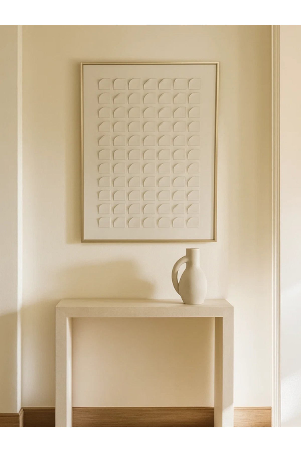 Minimalist 3D Wall Art Ð 120_80 cm Beige Geometric Pattern Framed Canvas DŽcor