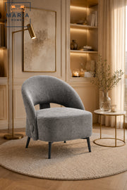 Modern Accent Chair Upholstered Lounge Chair Fabric Armchair for Living Room Bedroom Grey
