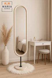 Modern White Full-Length Oval Mirror with Metal Stand Ð 169x40 cm