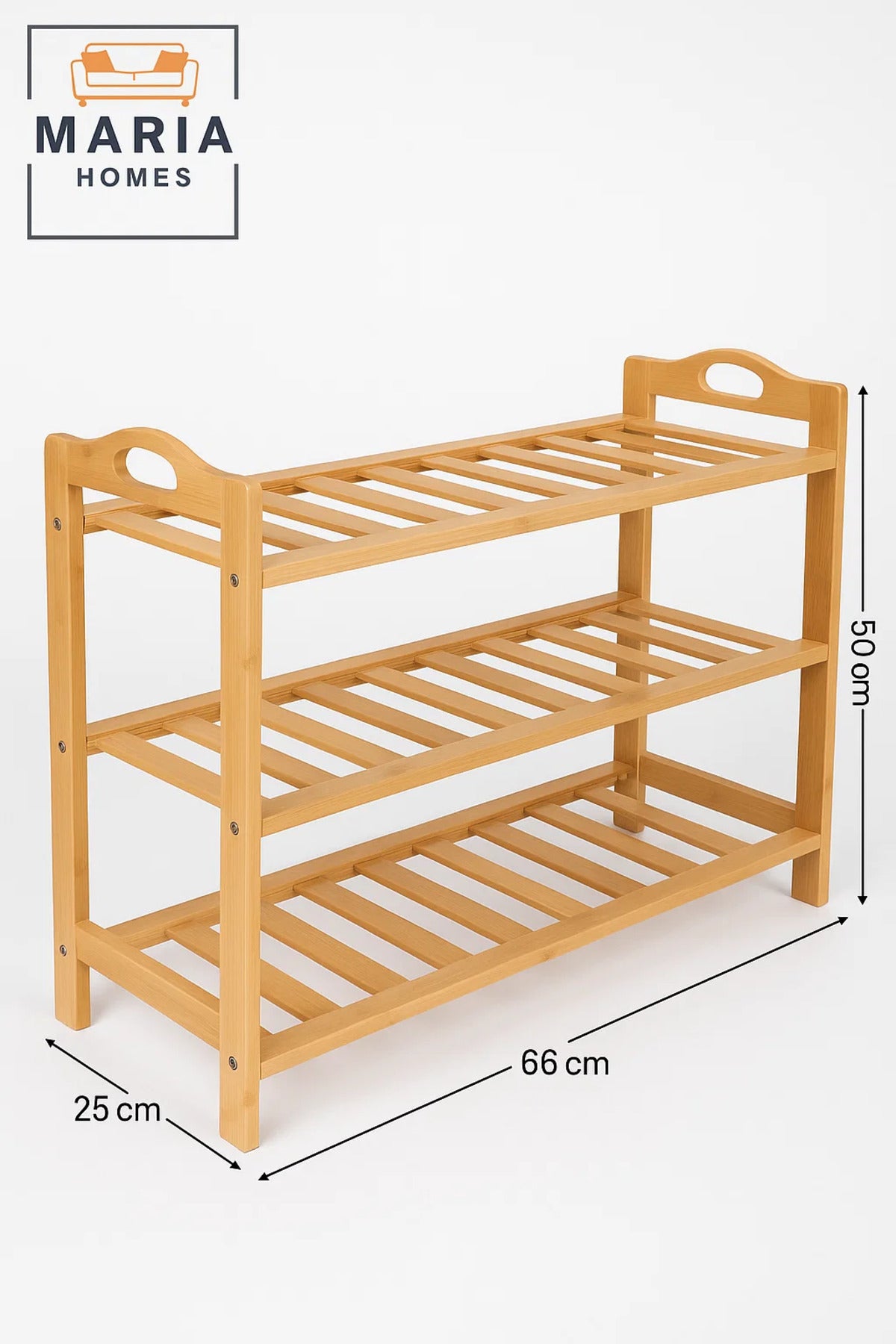 3-Tier Natural Bamboo Shoe Rack Organizer Shelf for Entryway, Hallway, Closet or Living Room
