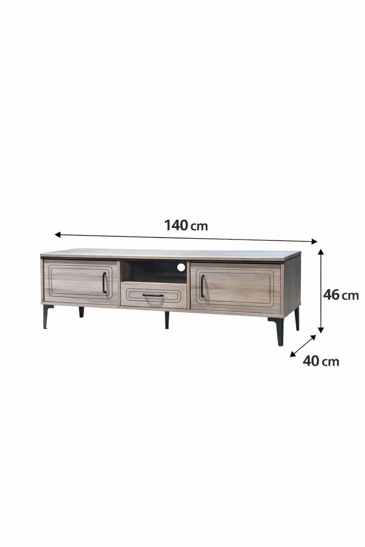 Modern Wooden TV Unit Media Stand Console with Drawer and Storage Cabinets for Living Room 180cm