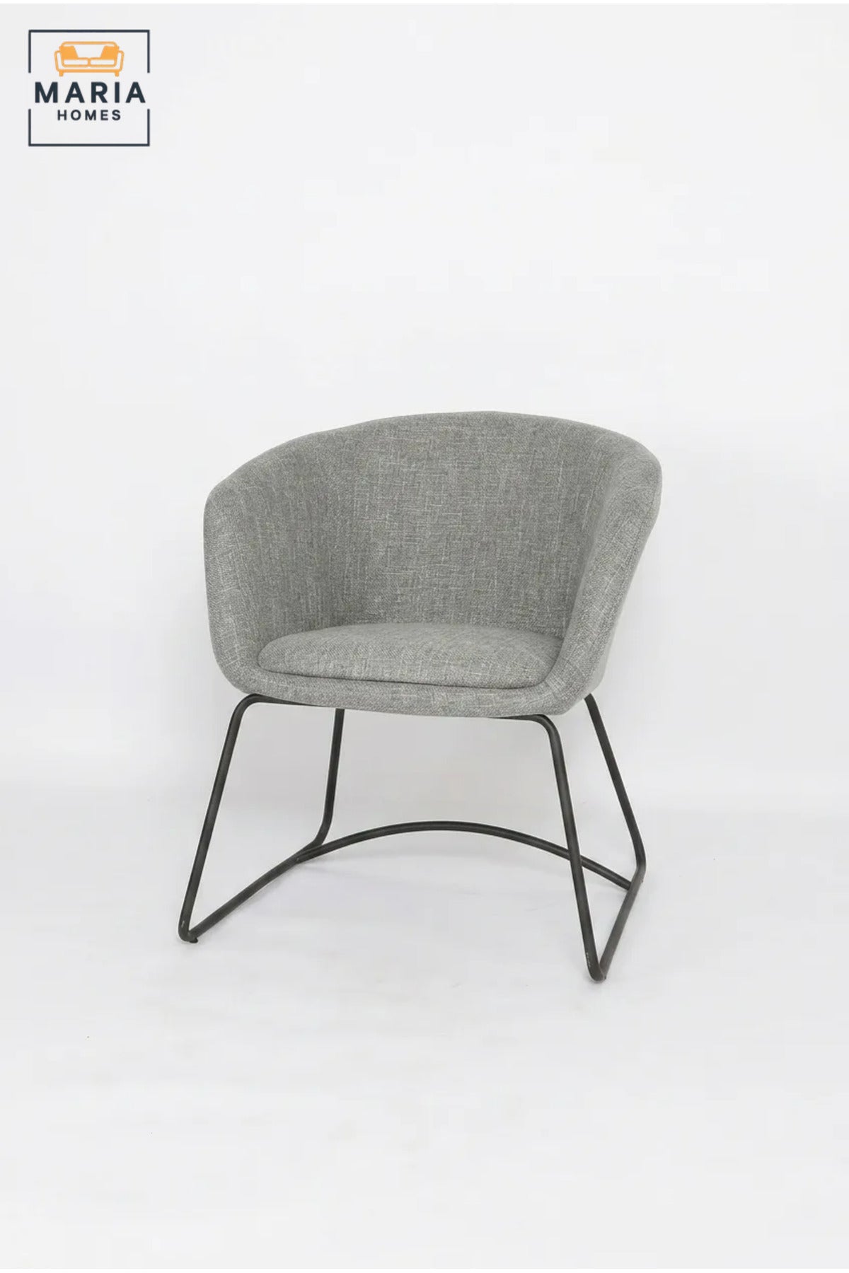 Modern Grey Upholstered Accent Armchair – Contemporary Fabric Lounge Chair with Metal Legs for Living Room & Office