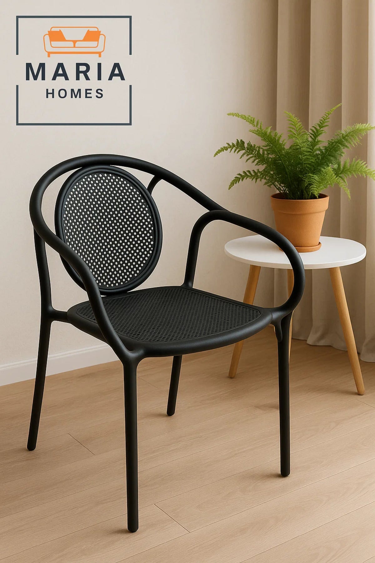 Sleek Black Metal Mesh Armchair Ð Modern Indoor Outdoor Chair for Home, CafŽ, or Patio Use