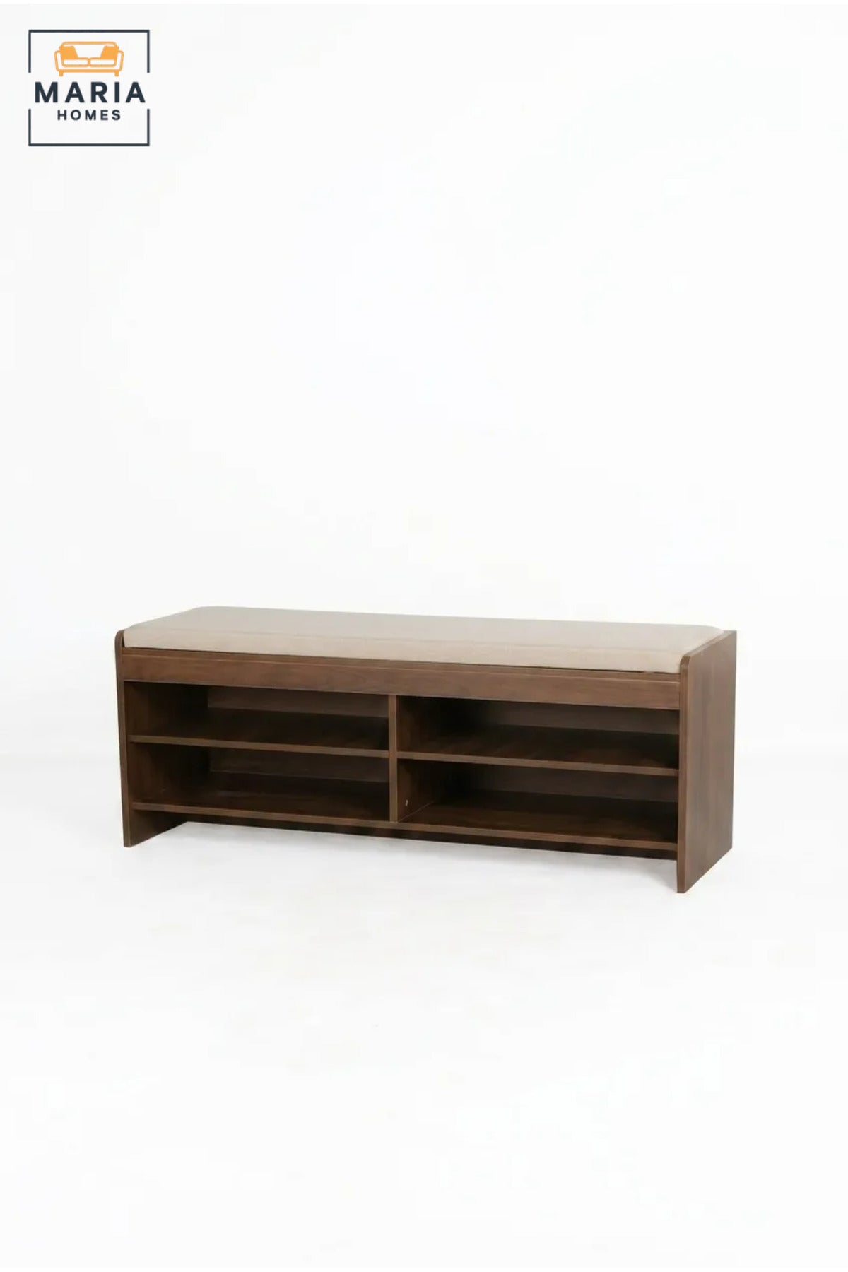 Wooden Shoe Storage Bench with Cushioned Seat and Open Shelves, Entryway Organizer Rack for Hallway, Bedroom, Dressing Room and Mudroom
