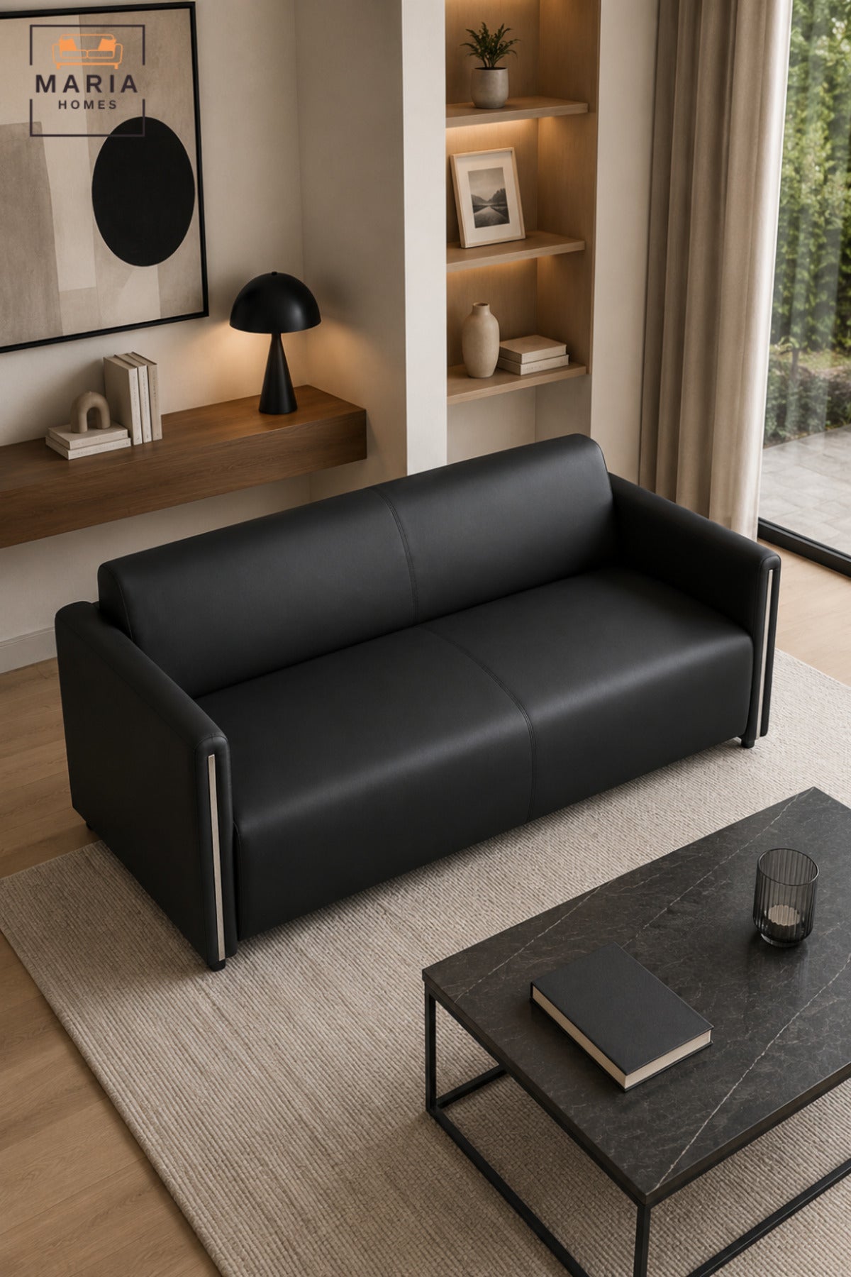 Modern 3 Seater Upholstered Sofa with Padded Seat & Supportive Backrest | Contemporary Couch for Living Room, Office, Reception & Lounge
