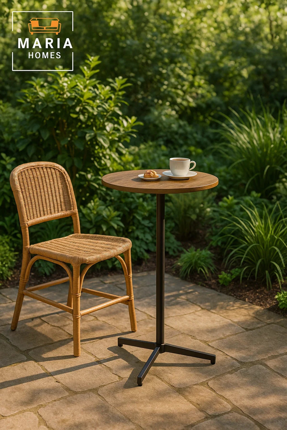 Modern Brown Round High Table 60_104 cm Ð Tall CafŽ Bar Table with Metal Base