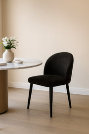 Black Fabric Dining Chair Ð Modern Upholstered Curved Back Chair with Metal Legs for Dining Room