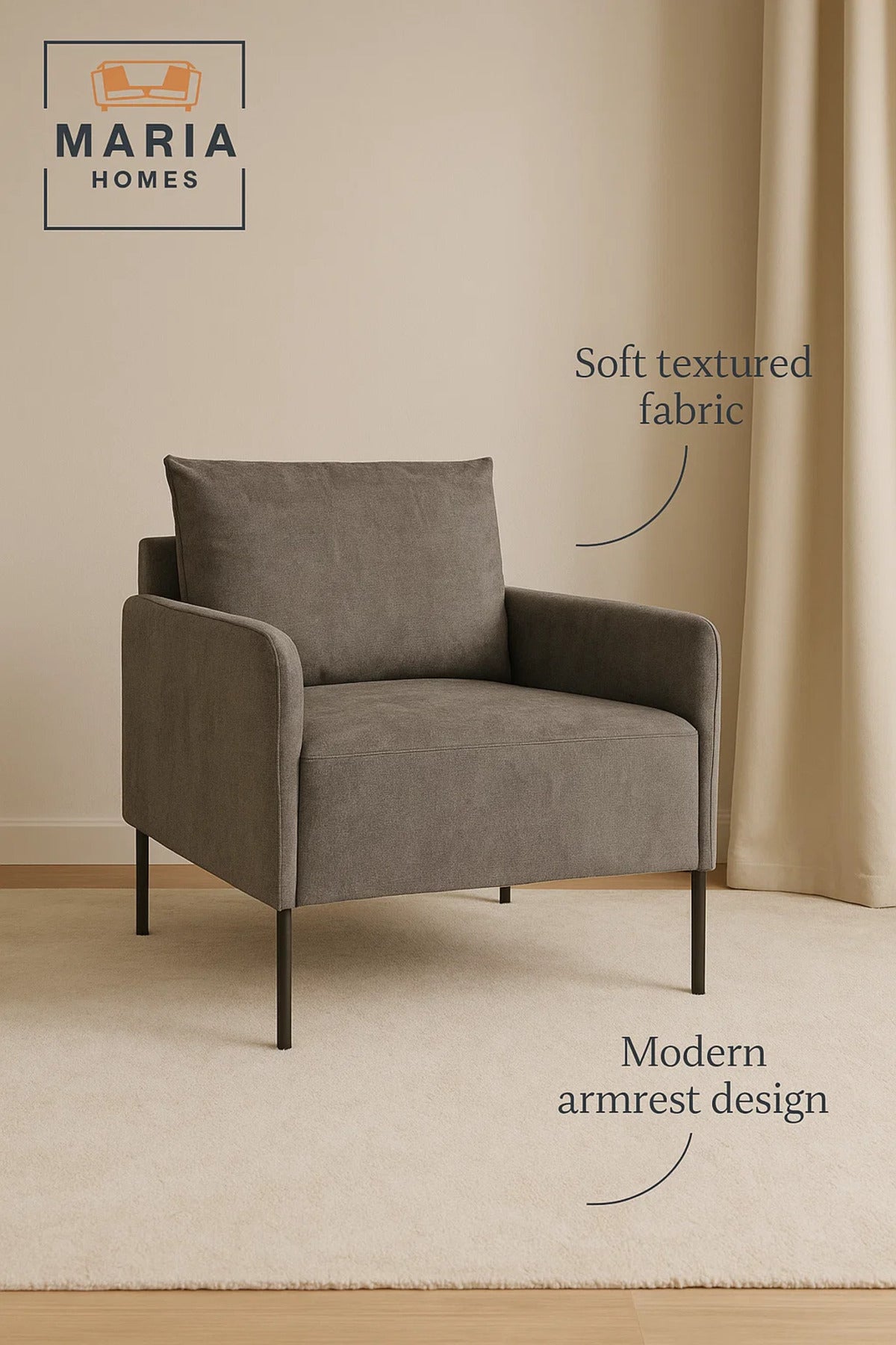 Modern Armchair Ð MY-3059-1 Grey Fabric Accent Chair