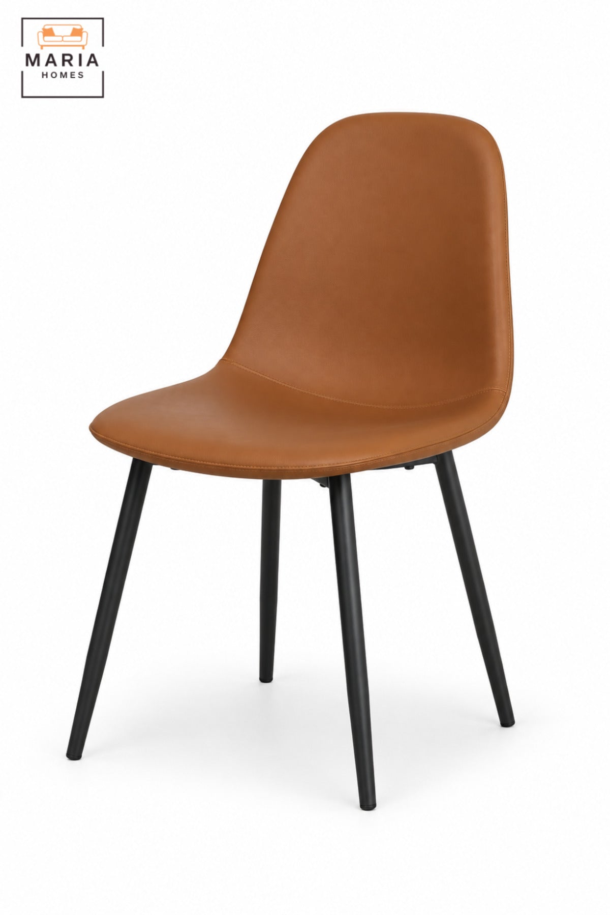 Modern Orange Dining Chair with Padded Upholstered Seat, Curved High Backrest and Slim Black Legs for Dining Room, Kitchen, Café & Restaurant