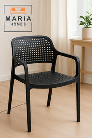 Modern Black Perforated Plastic Armchair Ð Stackable Indoor & Outdoor Seating